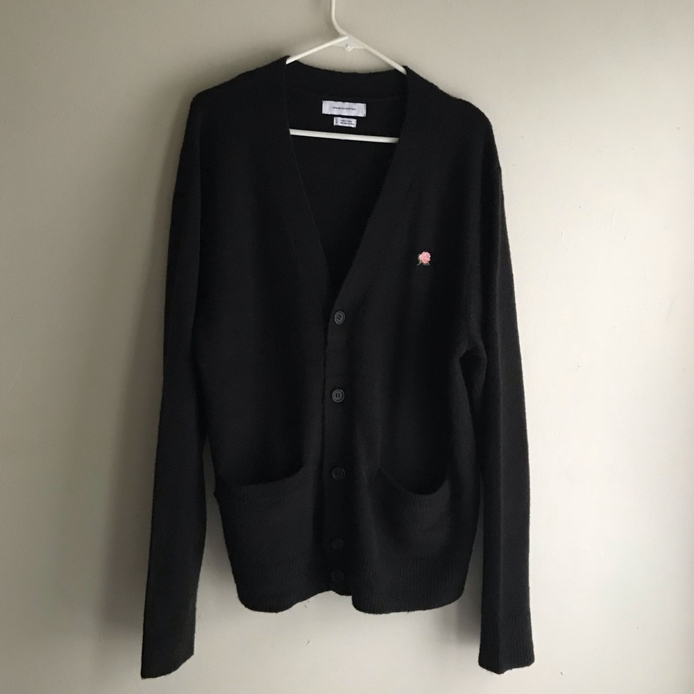 fuzzy black cardigan